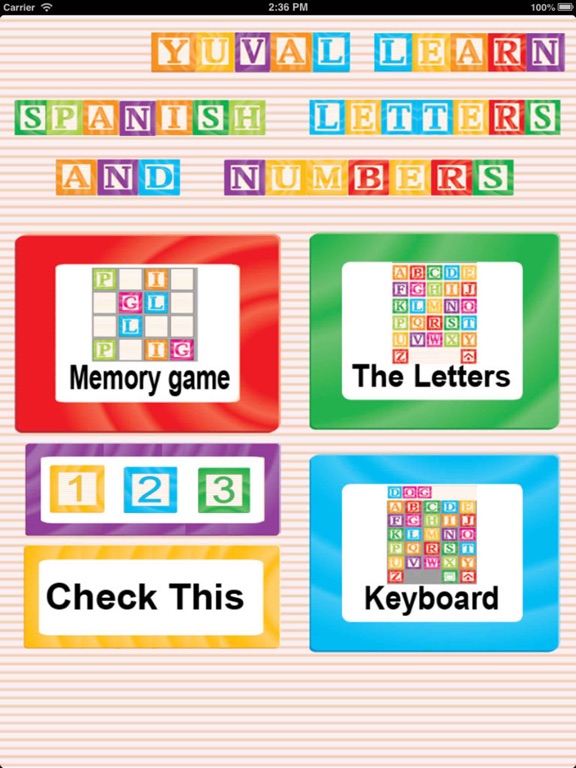 spanish letters and numbers iPad screenshot