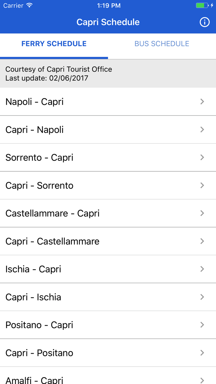 Capri Schedule