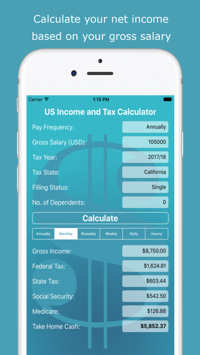 Screenshot #1 pour USA Income Tax Calculator