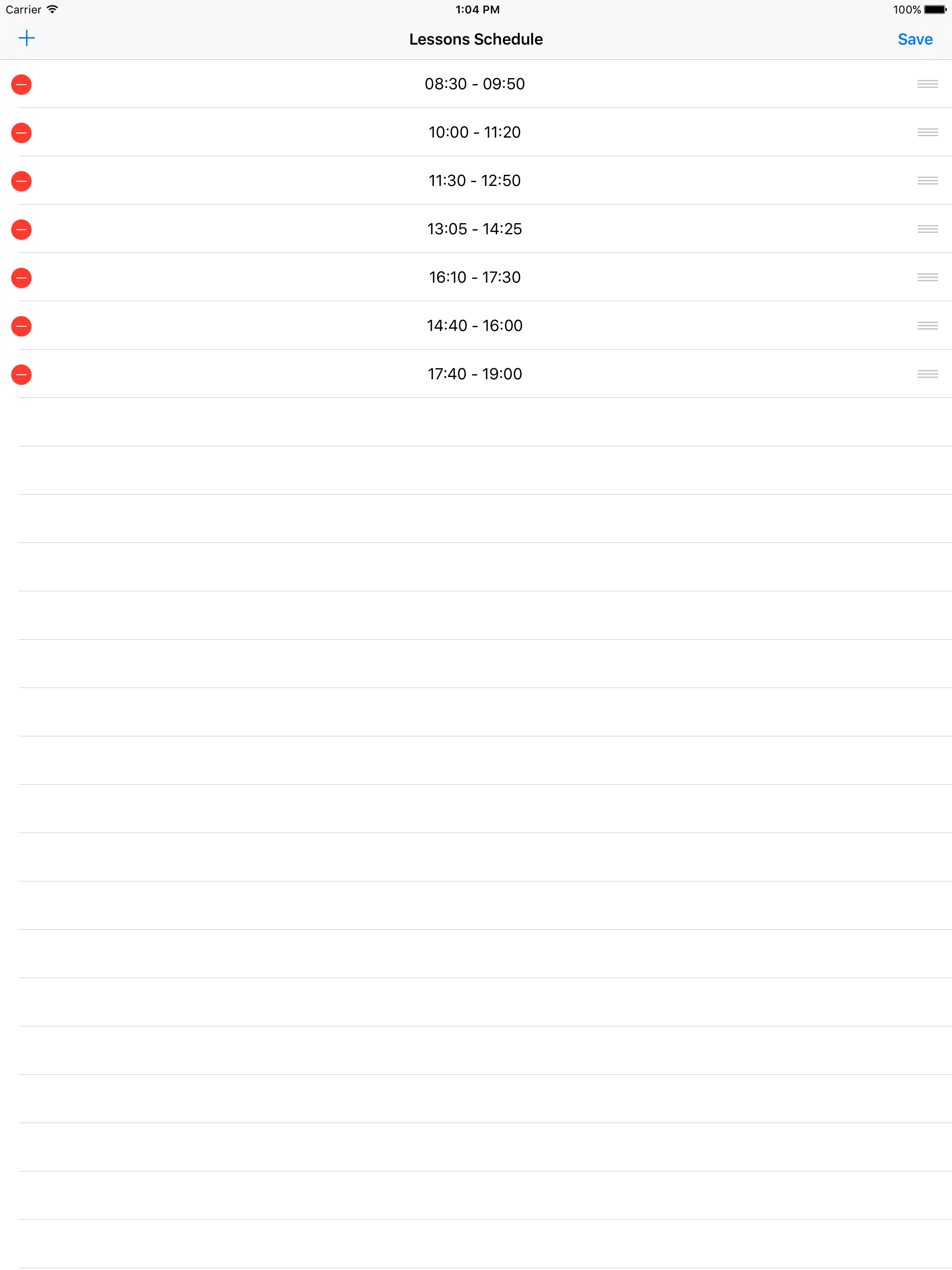 Lessons Schedule