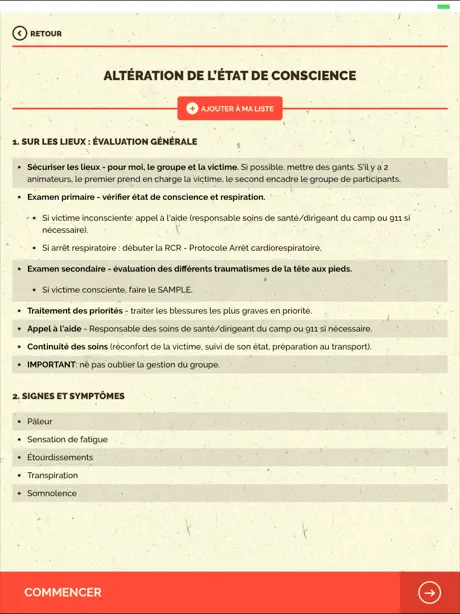 Urgences en camp
