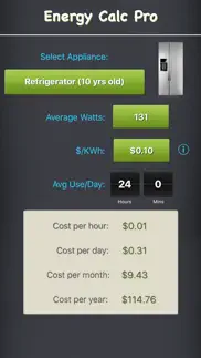 energy calc pro - appliance energy cost calculator iphone screenshot 1