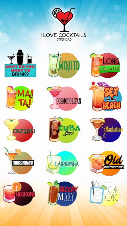 I Love Cocktails: Stickers & Drinks!