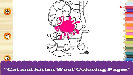 Cat and kitten Woof Coloring Pages