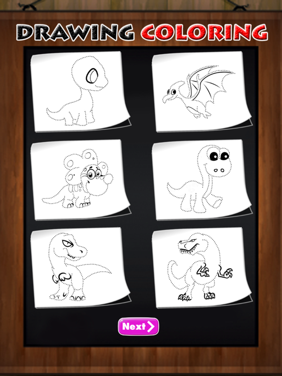 Coloring Book and Drawing Dinosaur on Sketch Line iPad screenshot