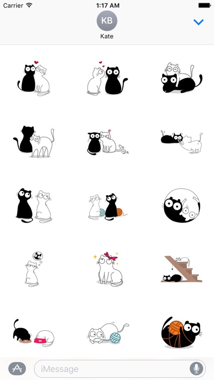 Black And White Kitty Love Sticker