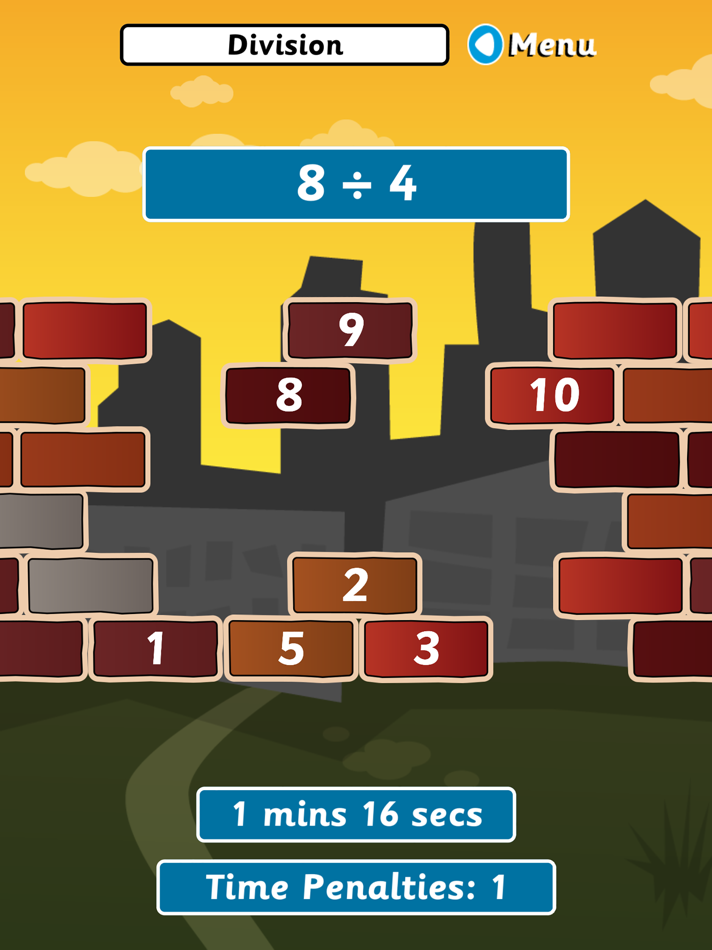 Wipeout Wall for iPad (Multiplication & Division) by Primary Games Ltd