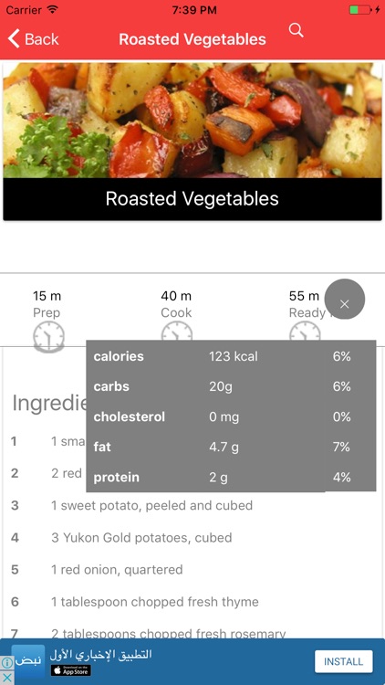 Food Chef Recipes - Nutrition info calories count