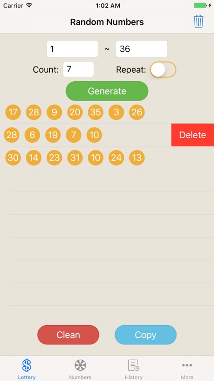 Random All Numbers - the random number generator