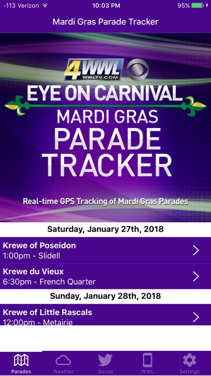 WWLTV presents Mardi Gras Parade Tracker