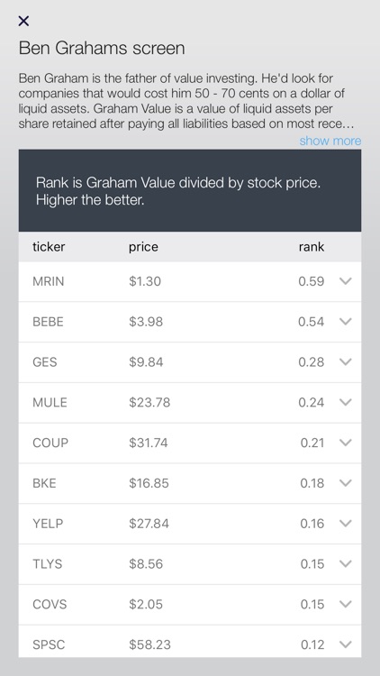 Value Investor Stock Screener