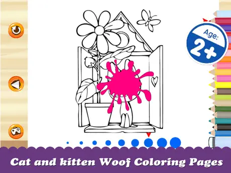 Cat and kitten Woof Coloring Pages