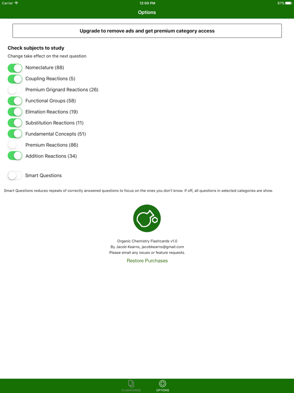 Awesome Organic Chemistry Flashcards iPad screenshot 2 - Education app