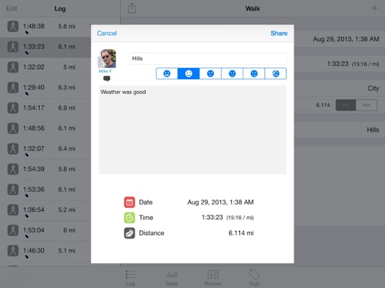 Walk Log iPad screenshot 4 - Health & Fitness app
