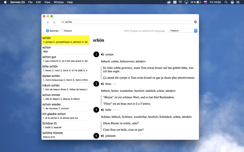 Screenshot #1 pour Allemand 23: Dictionnaire français-allemand