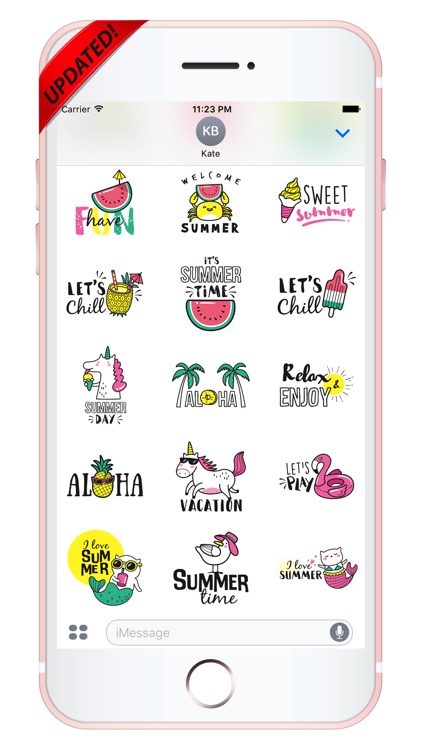 Adorable Summer Party Cat & Unicorn Stickers