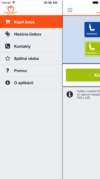 ZSSK SMS lístok Screenshot