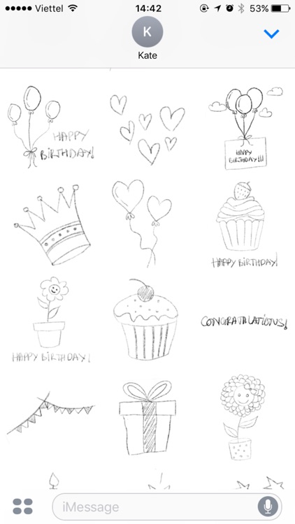 Hand Drawn Birthday Stickers screenshot-3