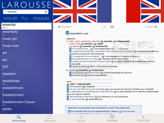 Grand Dictionnaire anglais-français Larousse iPad app afbeelding 5