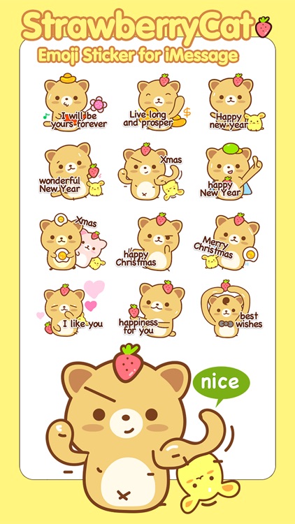 Strawberry Cat Pro - Cute & Emotional Stickers