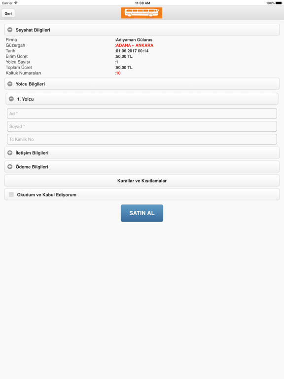 Kolay Otobüs Bileti iPad screenshot