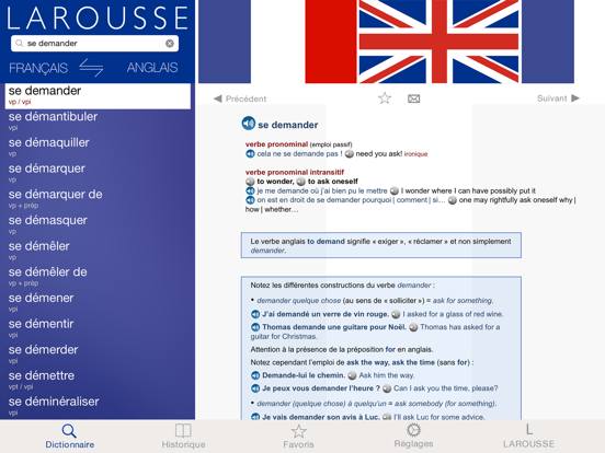 Grand Dictionnaire anglais-français Larousse iPad app afbeelding 1