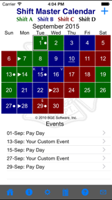 Shift Master Shift Calendar screenshot