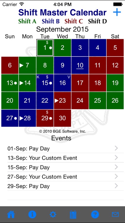 Shift Master Shift Calendar