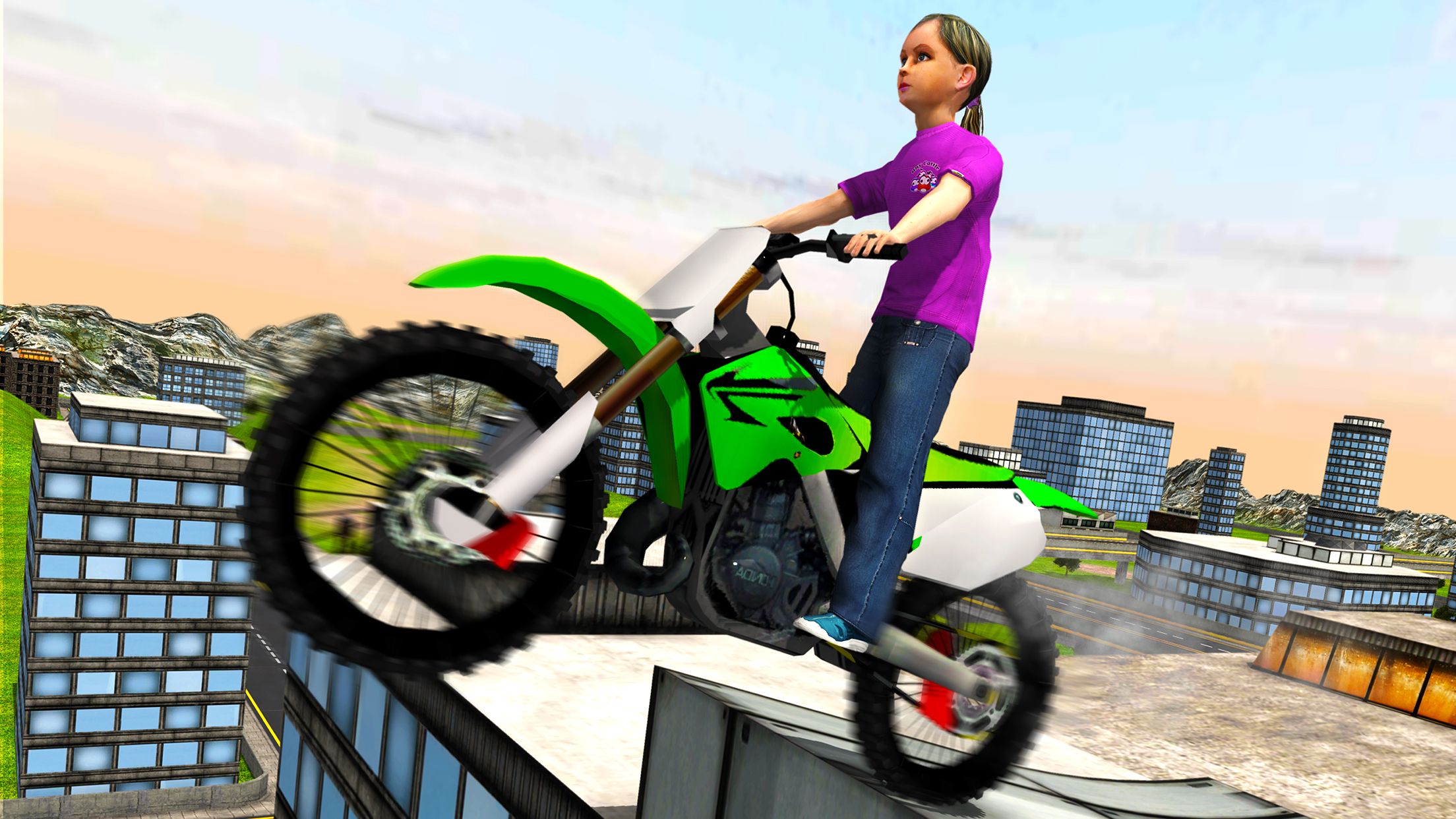 Kids MotorBike Stunt Rider - Rooftop Motorcycle 3D