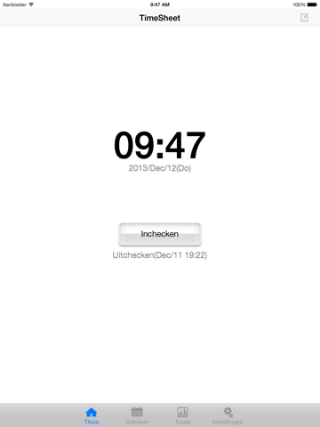 Urenregistratie(TimeSheet) iPad app afbeelding 2