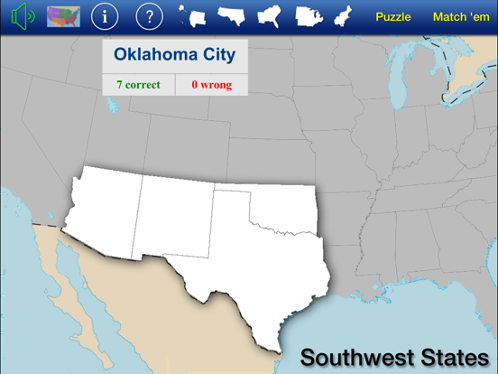 US States and Capitals Puzzle iPad screenshot