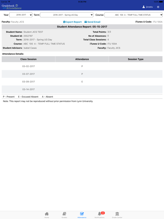 Gradebook and Attendance iPad screenshot