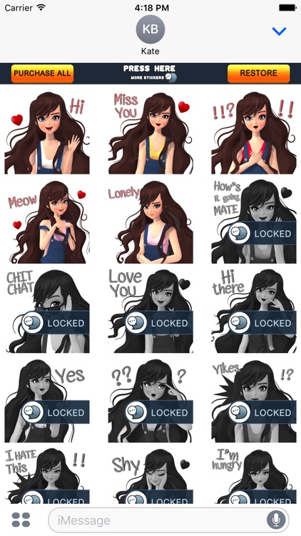 CrazyRuby Sexy girl 2 Eng Stickers for iMessage