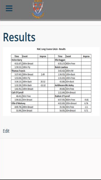 Wexford Swimming Club app screenshot