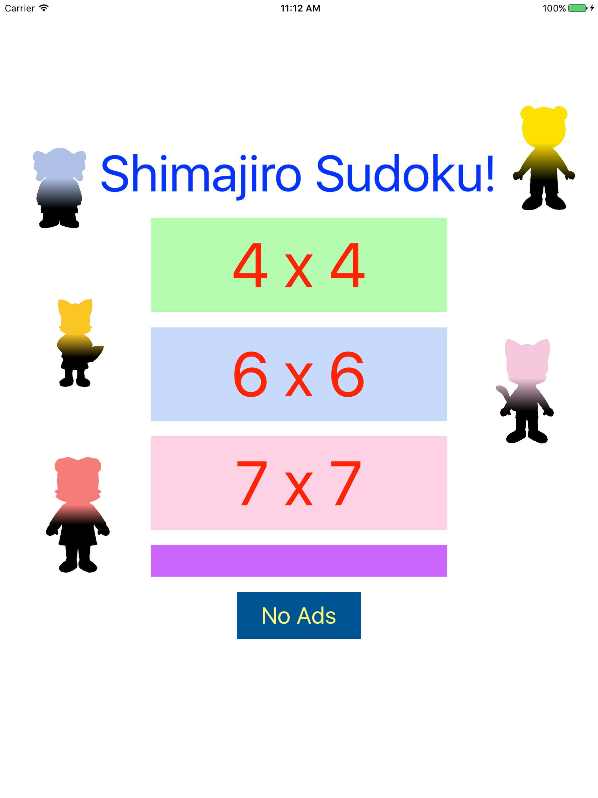 Tiger Easy SUDOKU 4x4 to 7x7