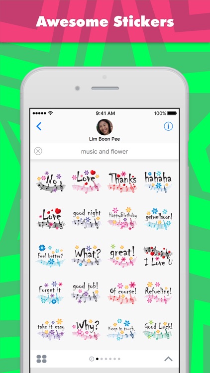 music and flower stickers by wenpei
