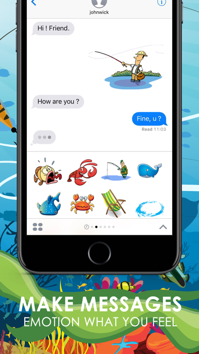 Screenshot #2 pour Fishing Emojis Stickers by ChatStick