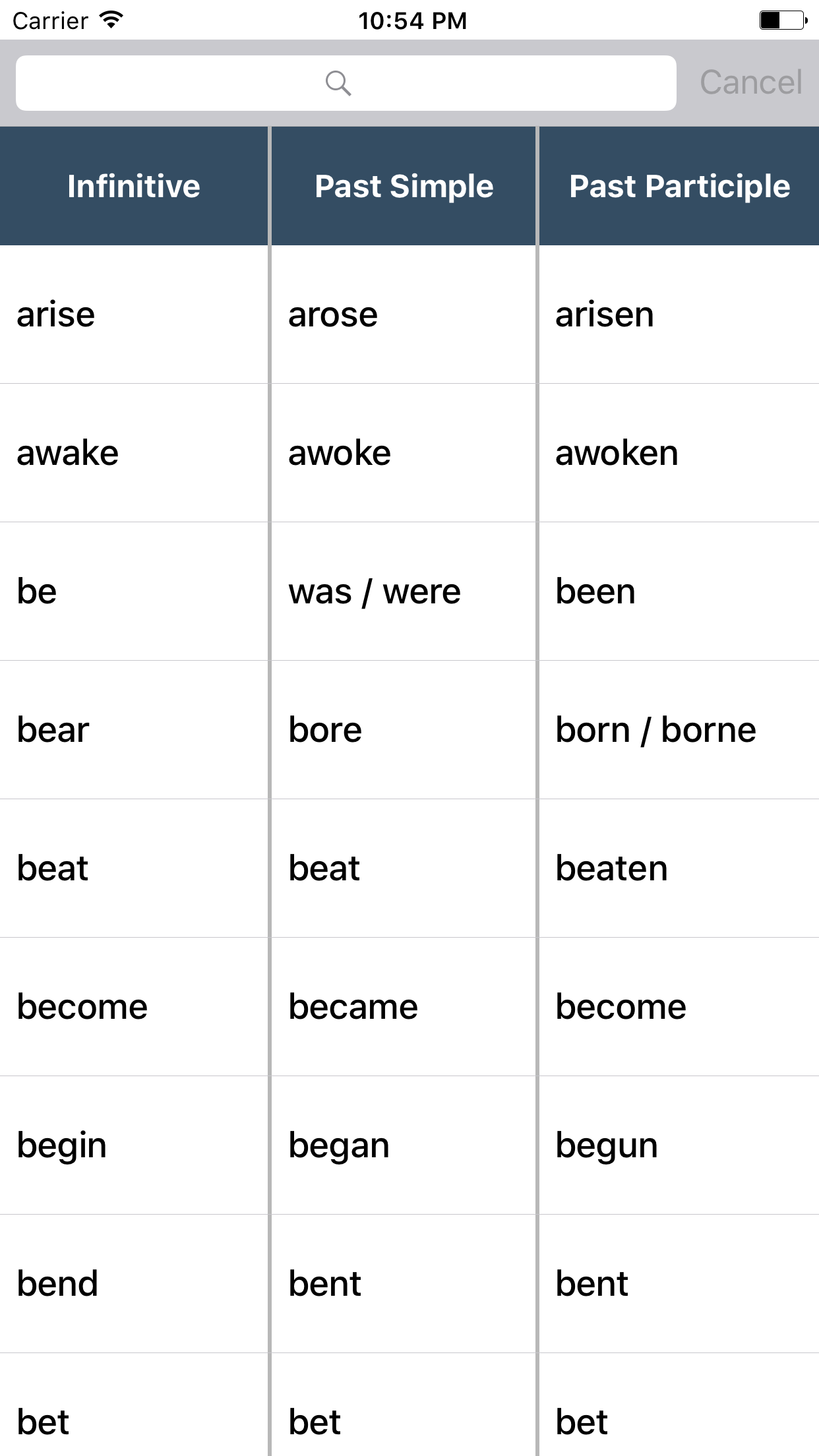 English Irregular Verbs Pro