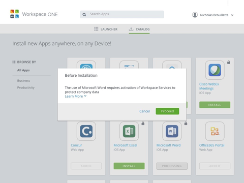 Скриншот из VMware Workspace ONE