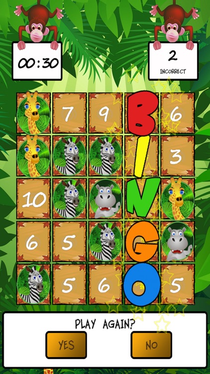 Jungle Math Bingo