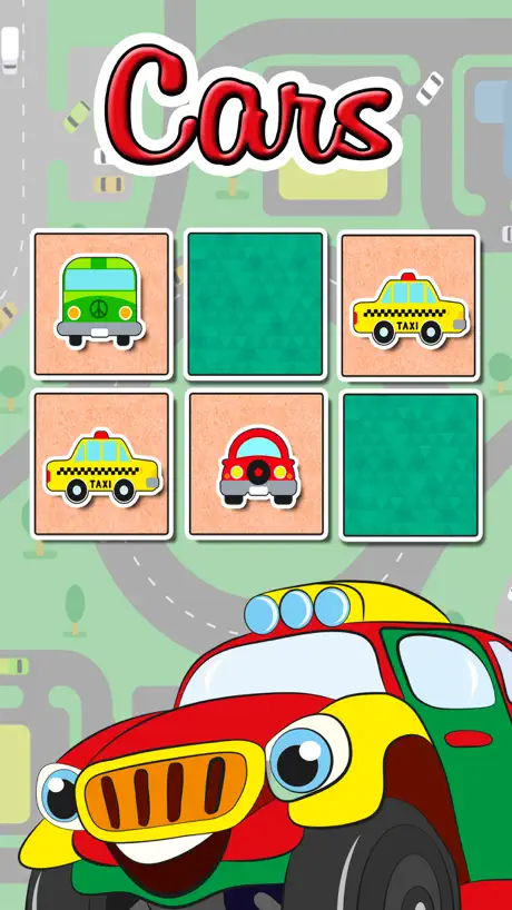 Cars find the Pairs learning game