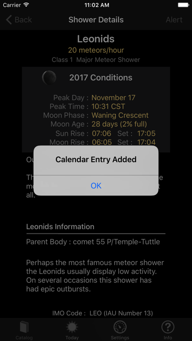 Meteor Shower Guide Screenshot