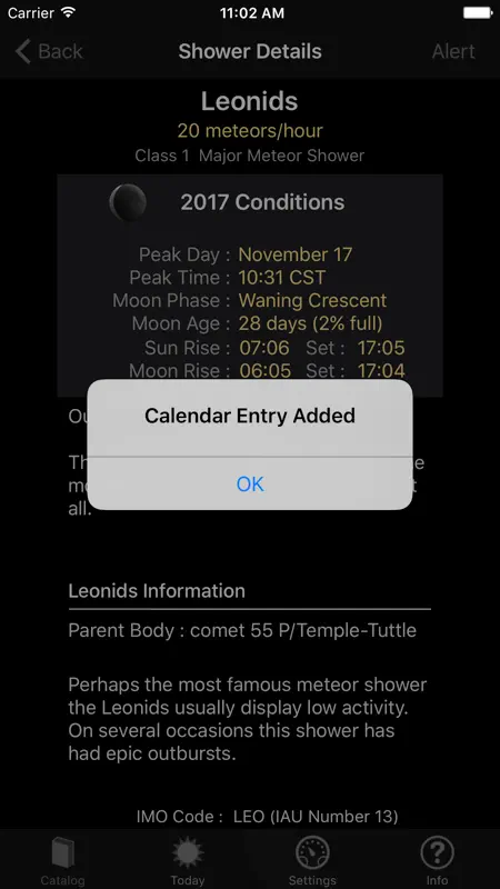 Meteor Shower Guide screenshot 3 of 5