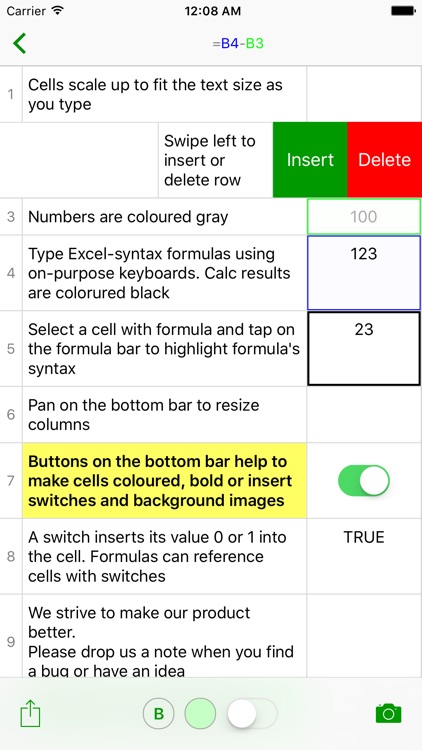Notes.xls tiny spreadsheet for budgets & expences