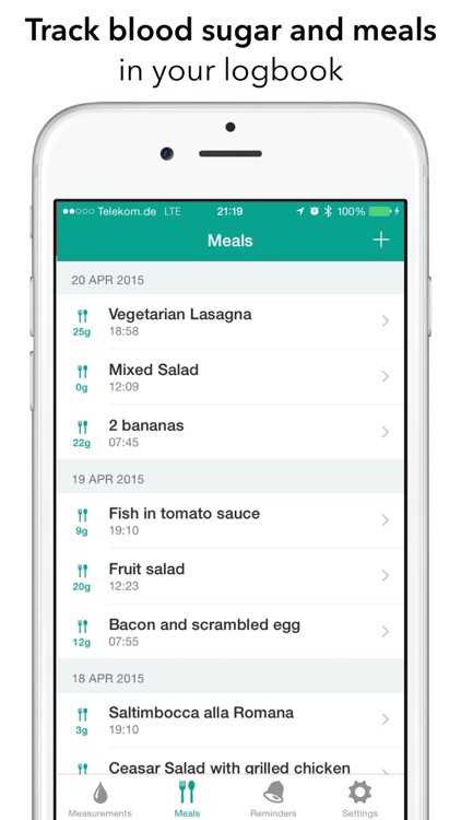 Diabetes Assistant - track blood sugar and meals
