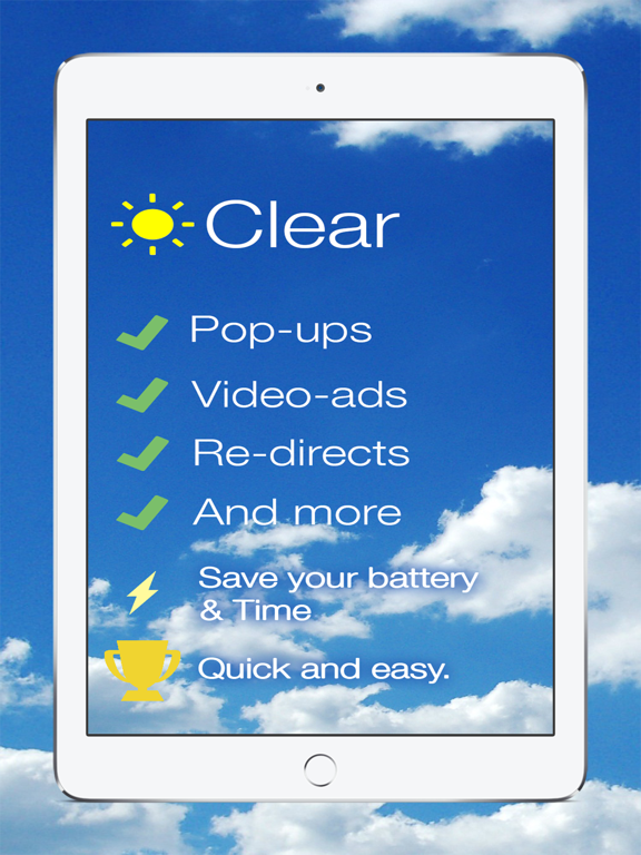 Clear + Ad Blocker - Block Ads Now iPad screenshot 1 - Productivity app