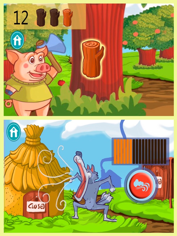 Interactive three little pigs iPad screenshot