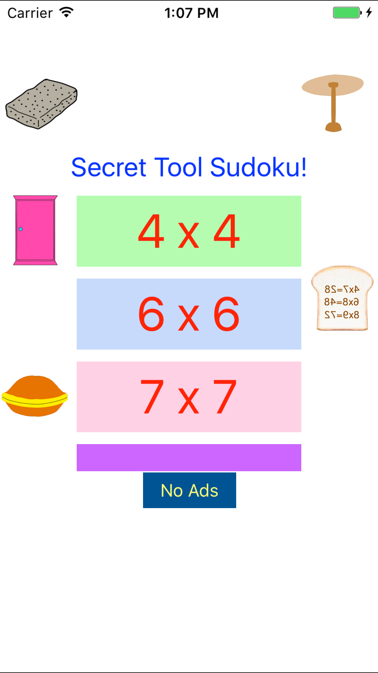 Easy SUDOKU 4x4,6x6,7x7 with Secret Tools