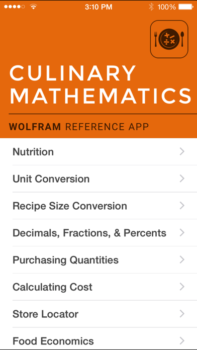 Screenshot #1 pour Wolfram Culinary Mathematics Reference App