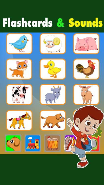 Young smart boy learning with educational cards